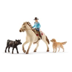 Schleich 42419 - Jeździec westernowy kowbojka i zwierzaki