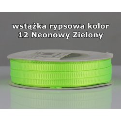 Wstążka rypsowa 3mm/1m kolor 12 Neonowy Zielony